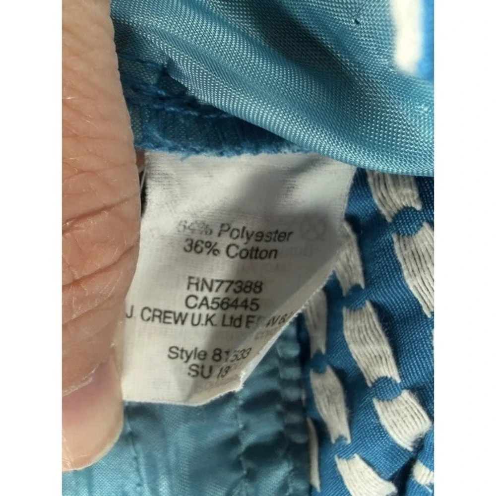 J.‎ Crew Cafe Capri Pants 10 Blue White Polka Dot Textured Cropped Chino Womens